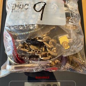 1KG Assorted Mixed Jewelry Bag with Gold and Red Accents - Untested LOT 9